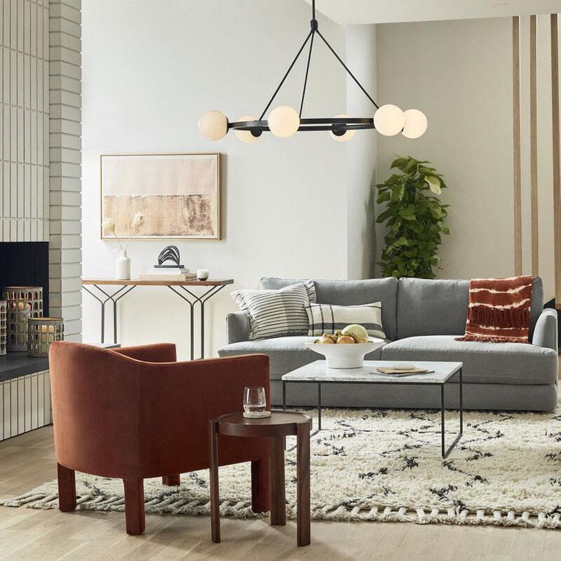 West Elm Pure Chandelier 6 Light Round Dark Bronze image number 1